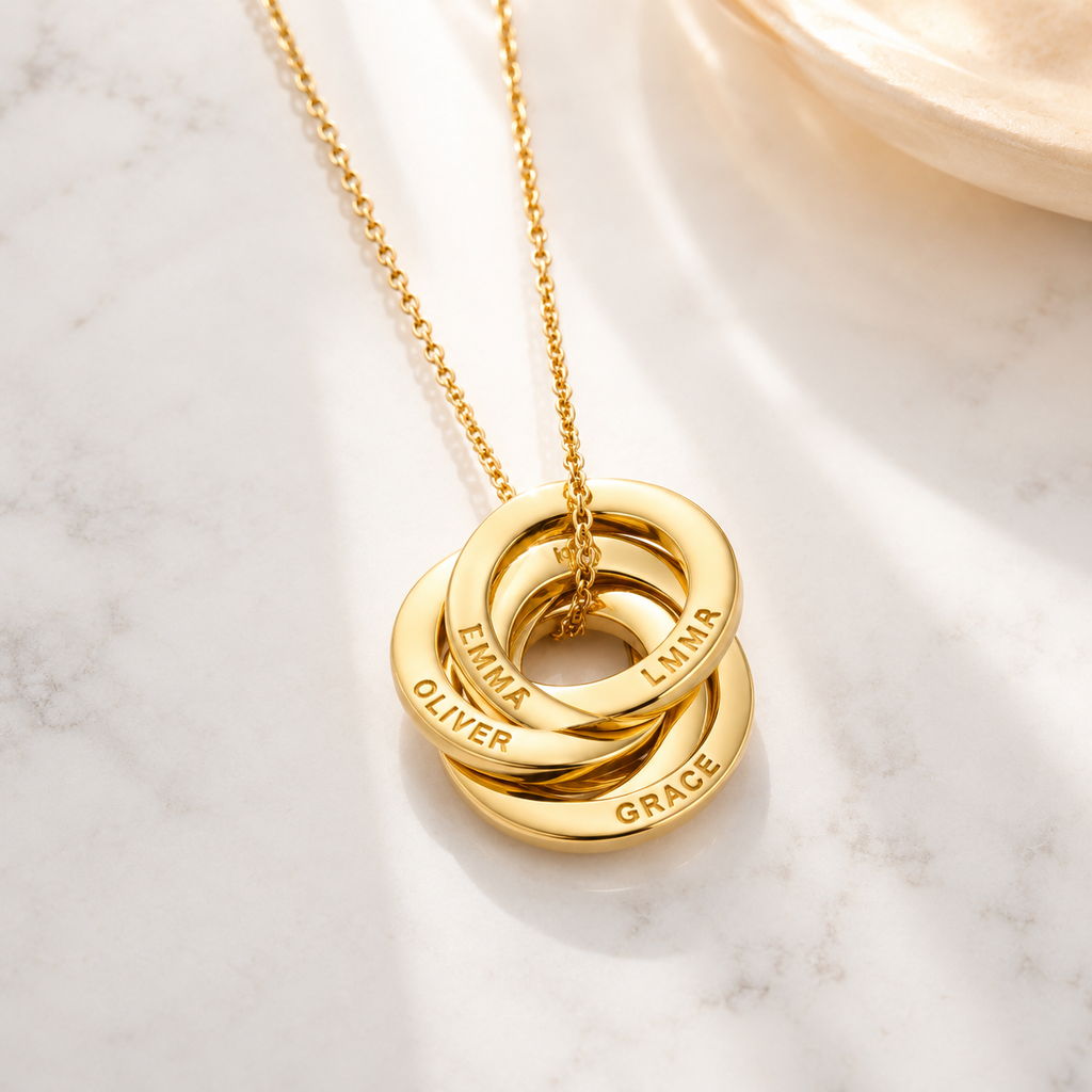 Personalized Family Name Necklace – Custom Engraved with 2-4 Names