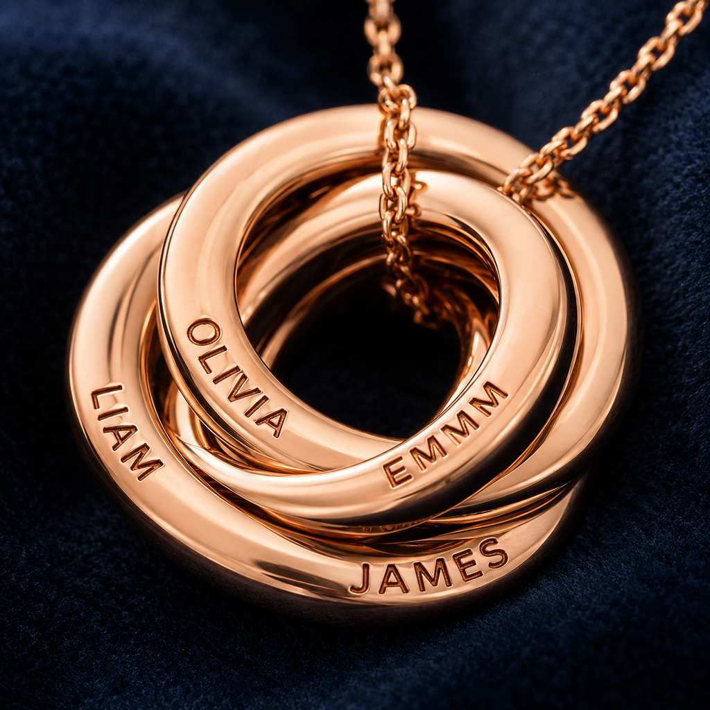 Personalized Family Name Necklace – Custom Engraved with 2-4 Names