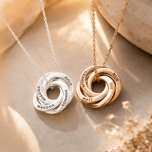 Personalized Family Name Necklace – Custom Engraved with 2-4 Names