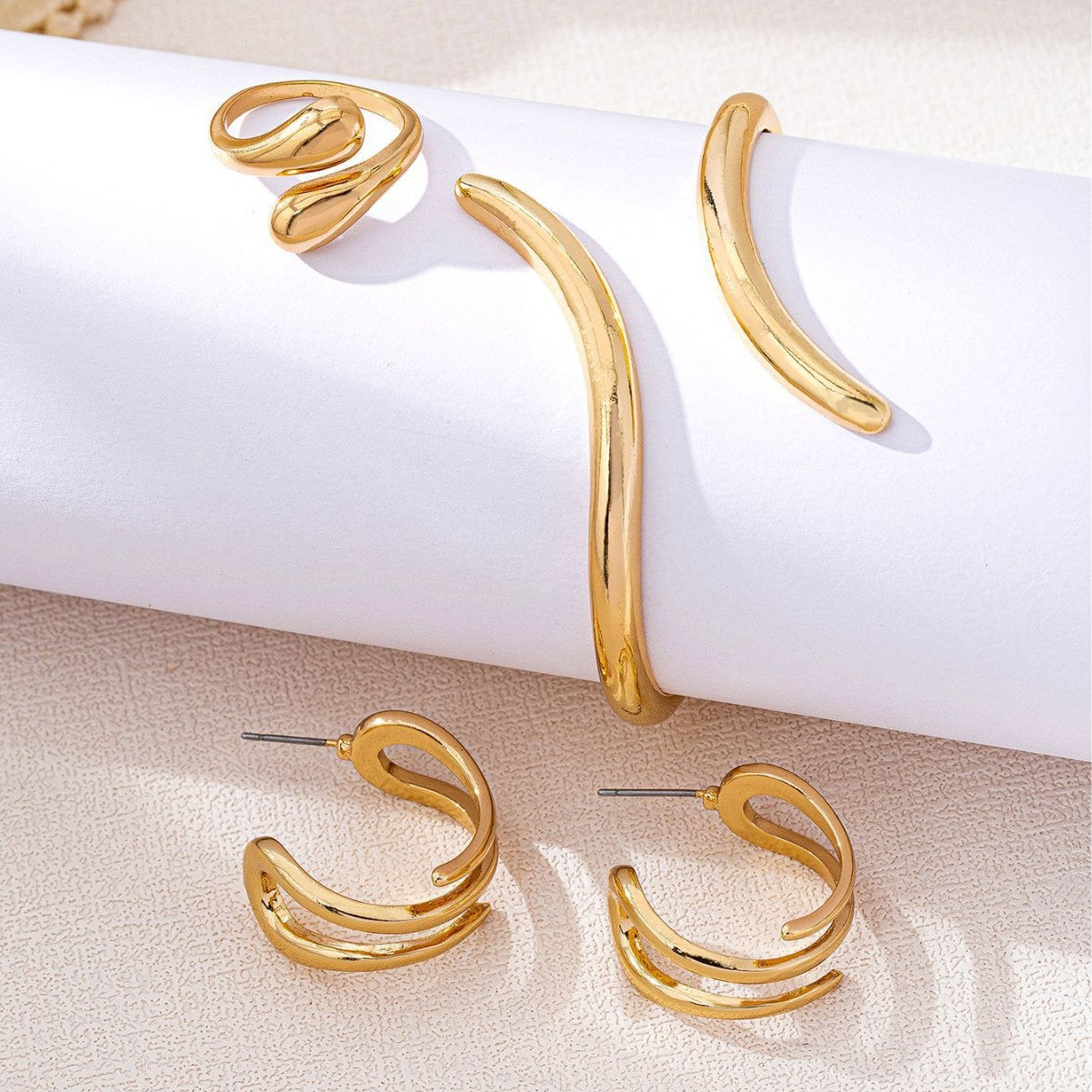 Gold Serpentine Earring Set