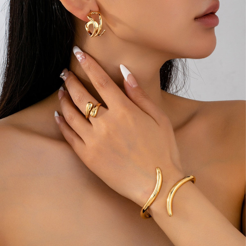 Gold Serpentine Earring Set